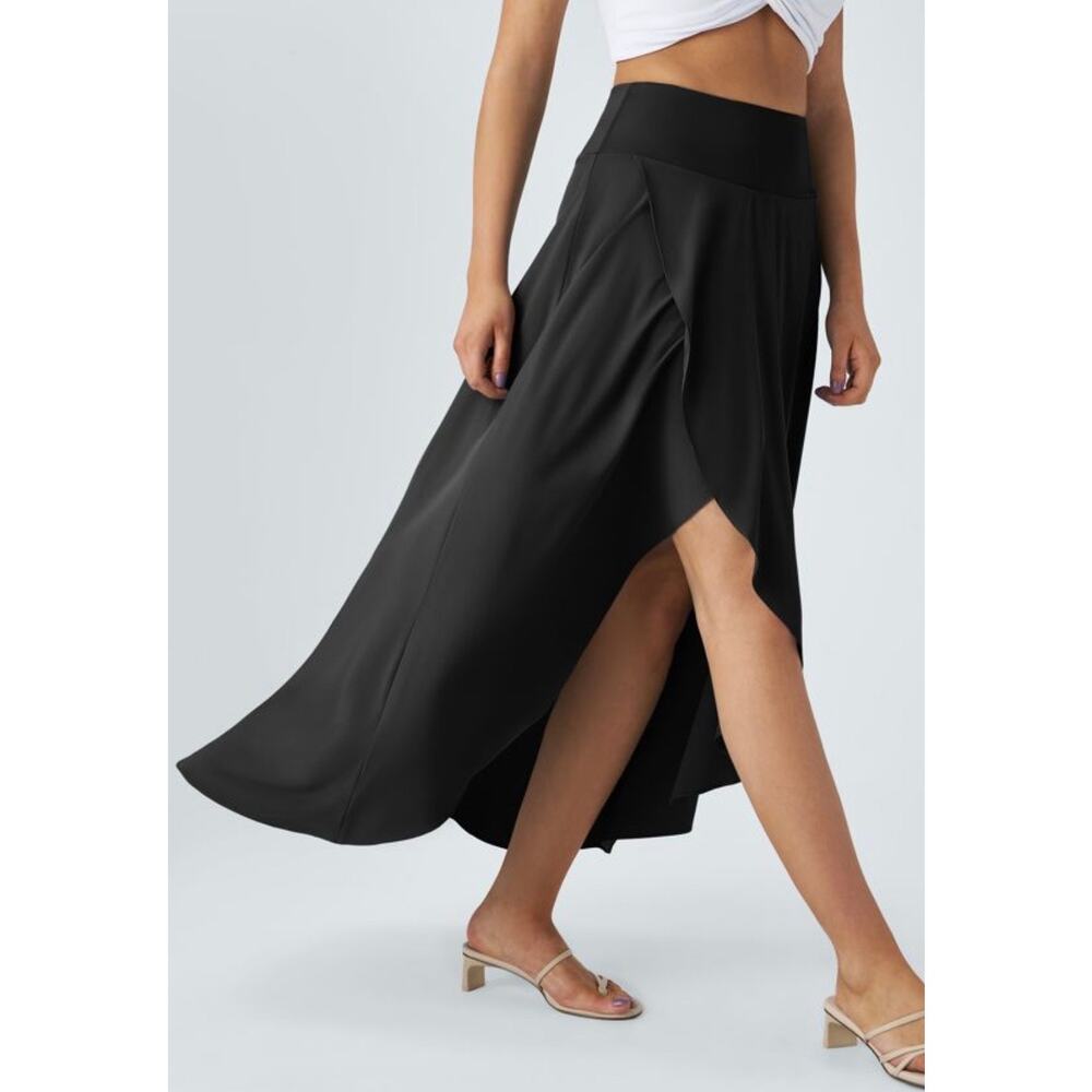 Halara Breezeful High Waisted High Low Ruffle 2-in-1 Flowy Maxi Skirt L NWT - Picture 3 of 12